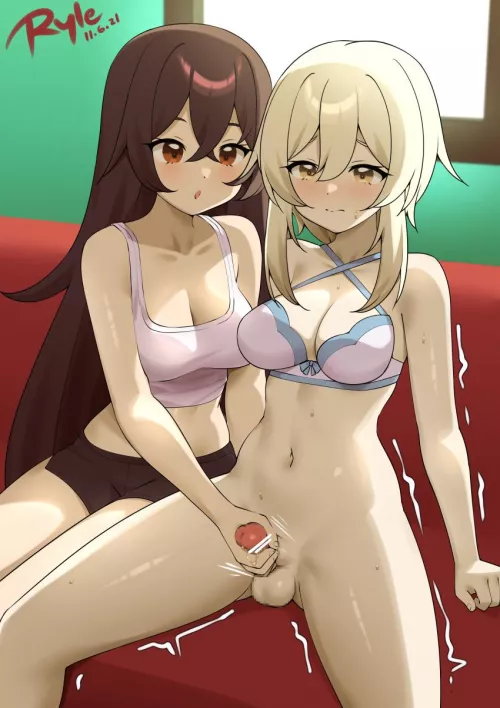 Amber gives Lumine a hand