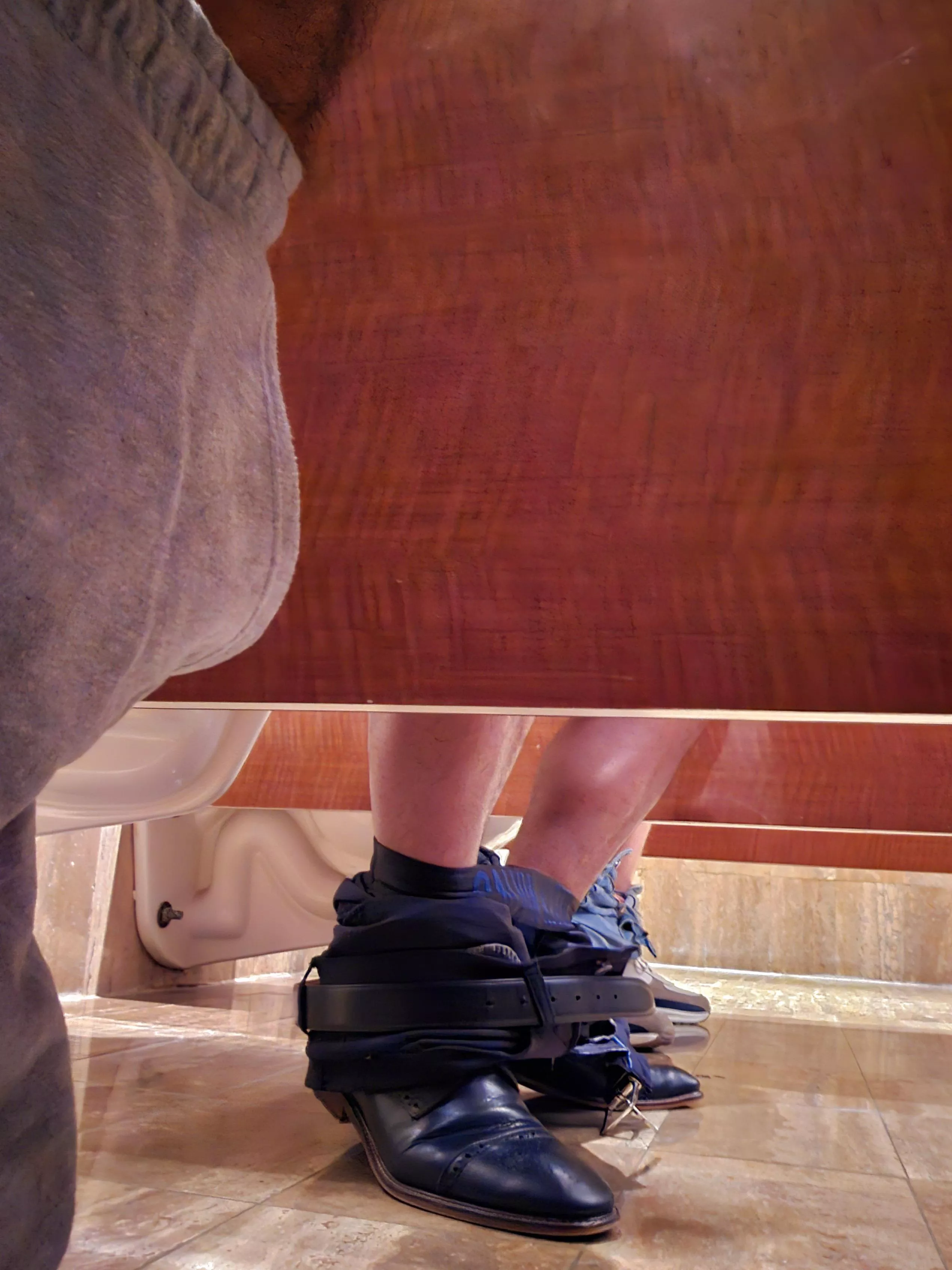 Does it mean for you anything when you see the pants this way under stall?