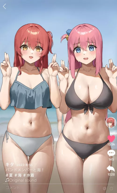 Kita And Bocchi In Their Bikinis (Bocchi The Rock)