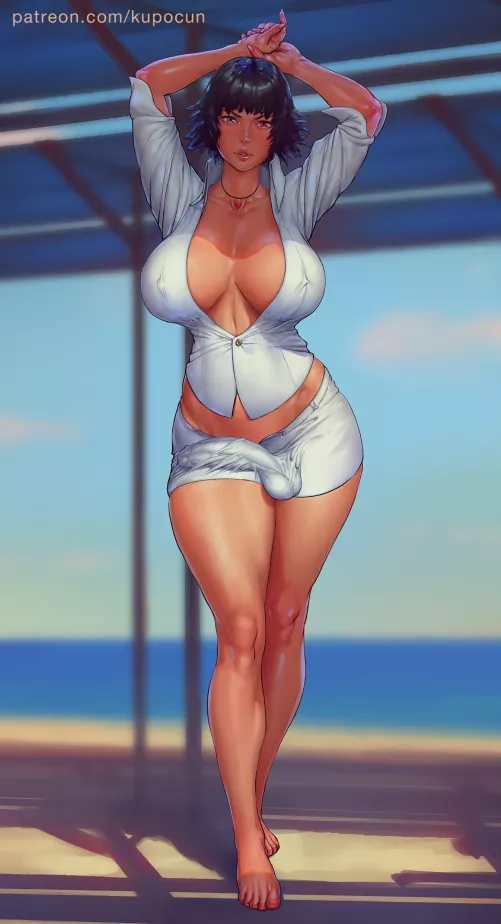 Lady is well endowed in more than 1 way