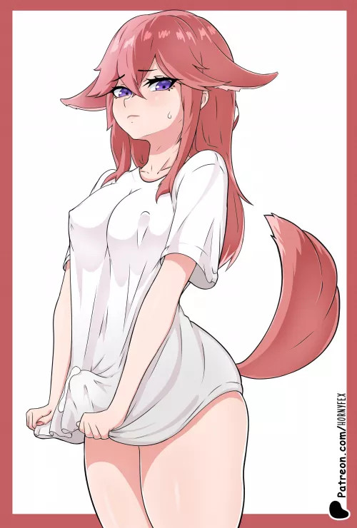Yae Miko in just a shirt (HornyFex) [Genshin Impact]