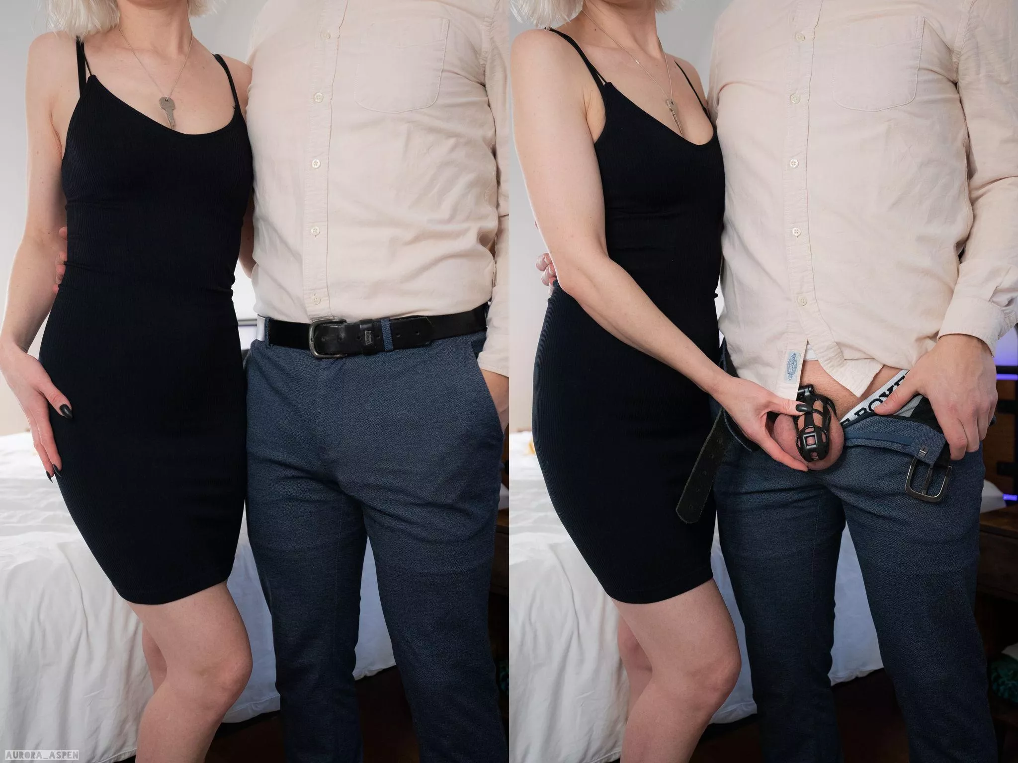 About to head out to hubby's company party. Do you think any of his colleagues know our secret? 🤭 🔐 [OC] [domme]