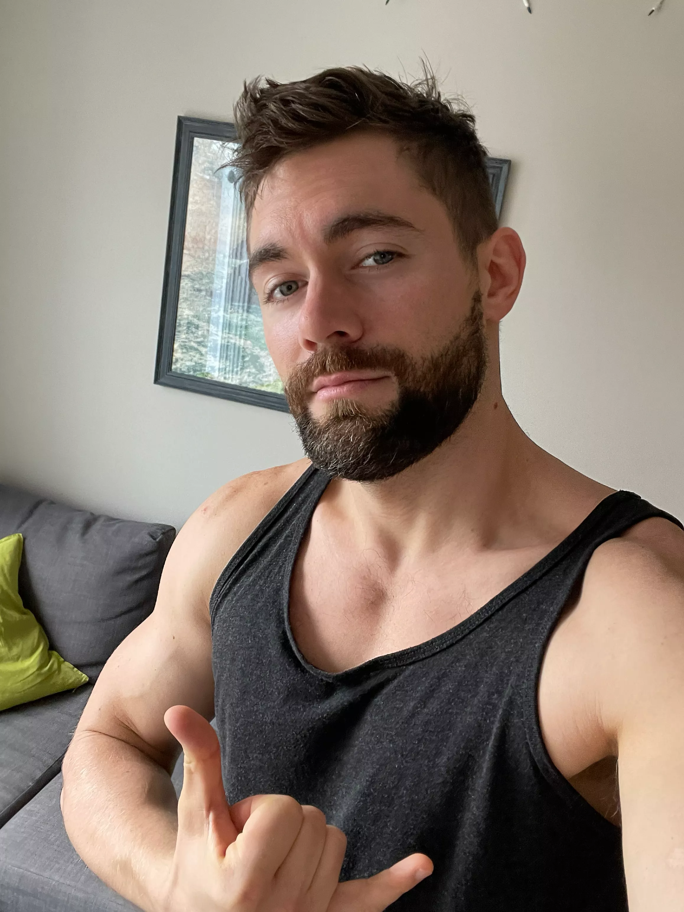 Buddies wearing tanks on a sofa together 😮‍💨🤙🏼