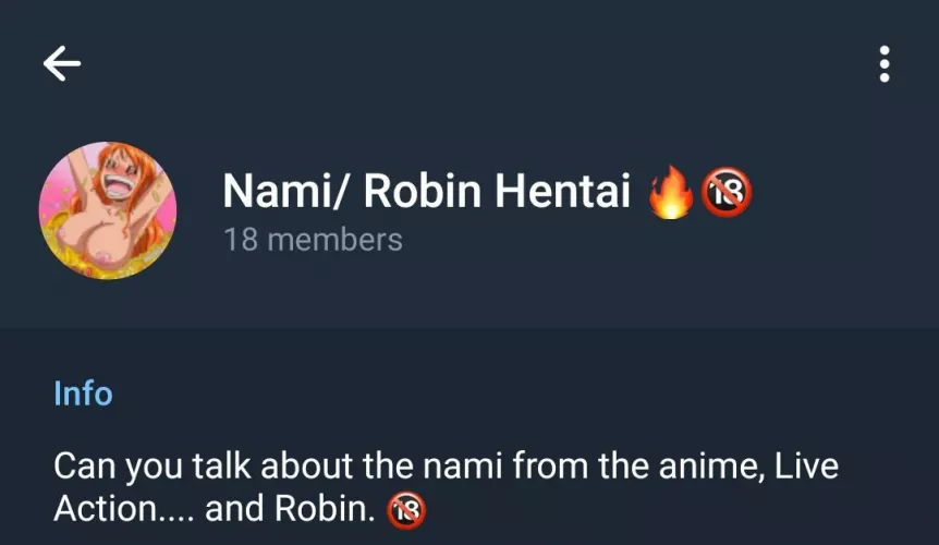 I have a Hentai Nami group on Telegram, if you want to join, send me a direct message here, your Telegram account