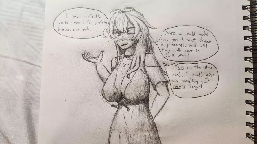 A Goddess of Love tells you why she's interested in you (GFD doodle by me)