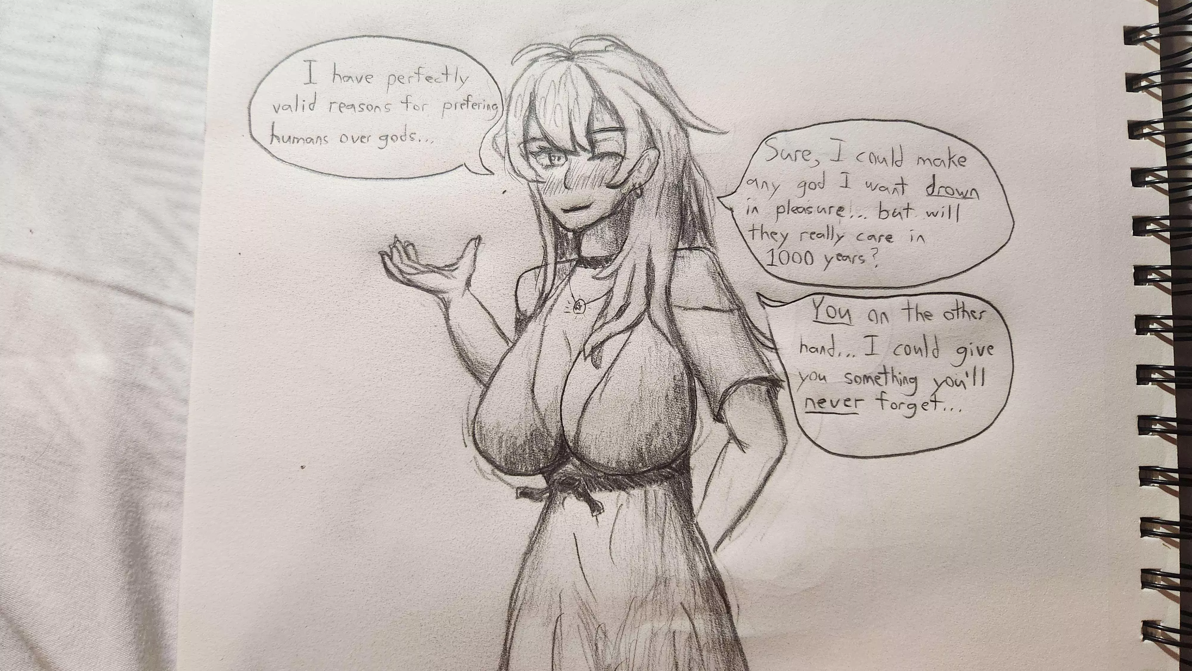 A Goddess of Love tells you why she's interested in you (GFD doodle by me)