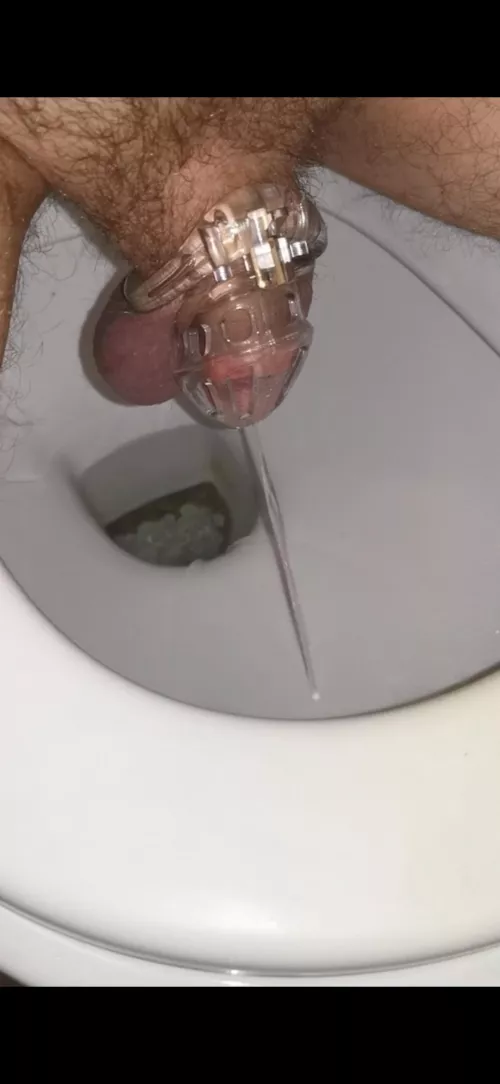 Back at it again, pissing in chastity!