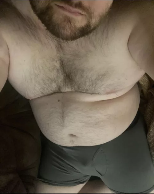 Don’t have much clothing on…cuddle up for warmth? 🐻