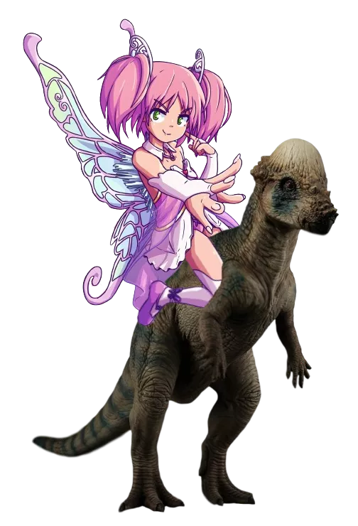 After a few hours and a ton of editing, Kyu on a Pachycephalosaurus. This is Lore accurate.