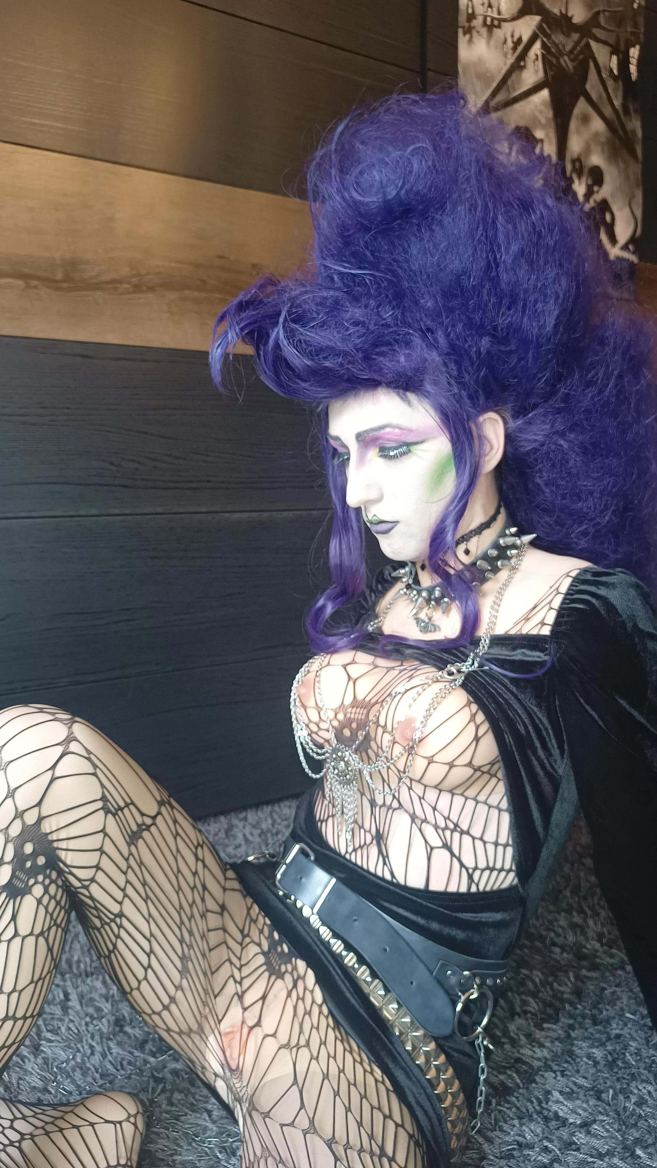 Deathrock nude drag 💜 hope you appreciate the effort 😘 #breastplate #fakebody