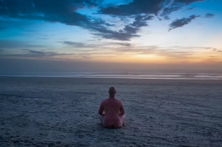 Is it normal that your new favorite photo of yourself is you naked meditating on a beach? Because that's my case hahah