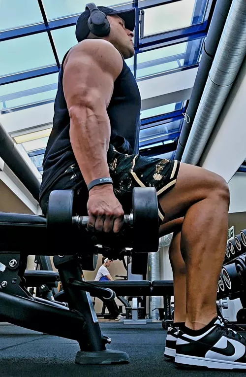 Arm while pumping some iron