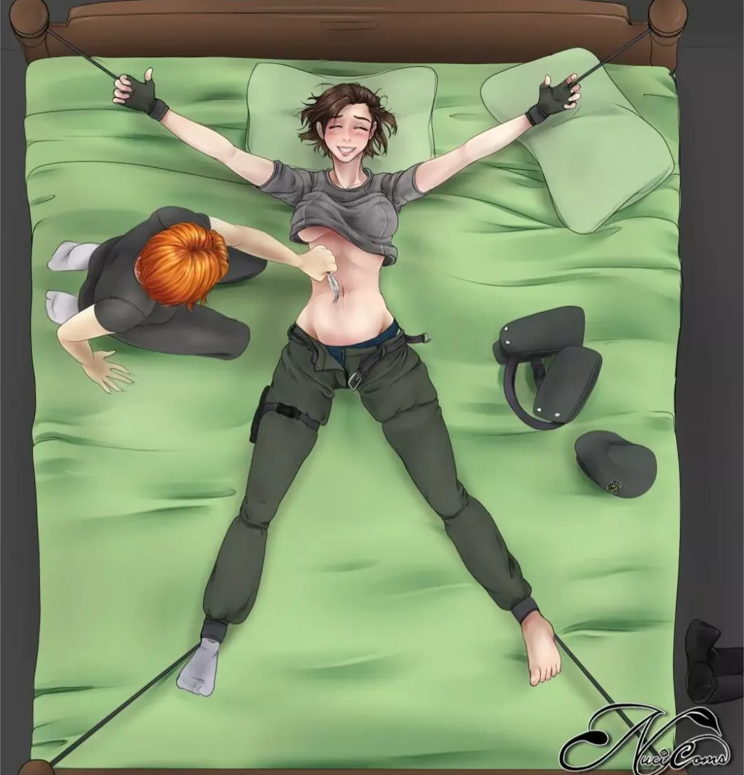 Belly button tickling