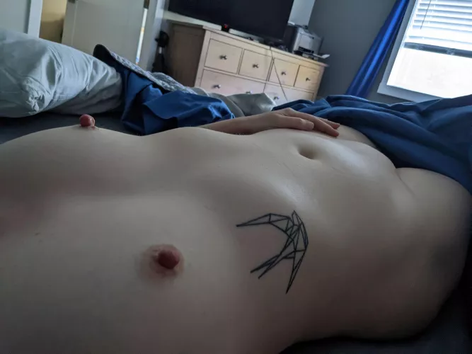 Pretty flat when I'm laying down. But those nips