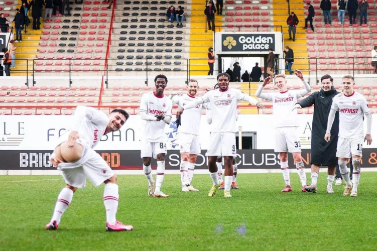Jelle Bataille celebrating Antwerpens win 4-0 over RWDM