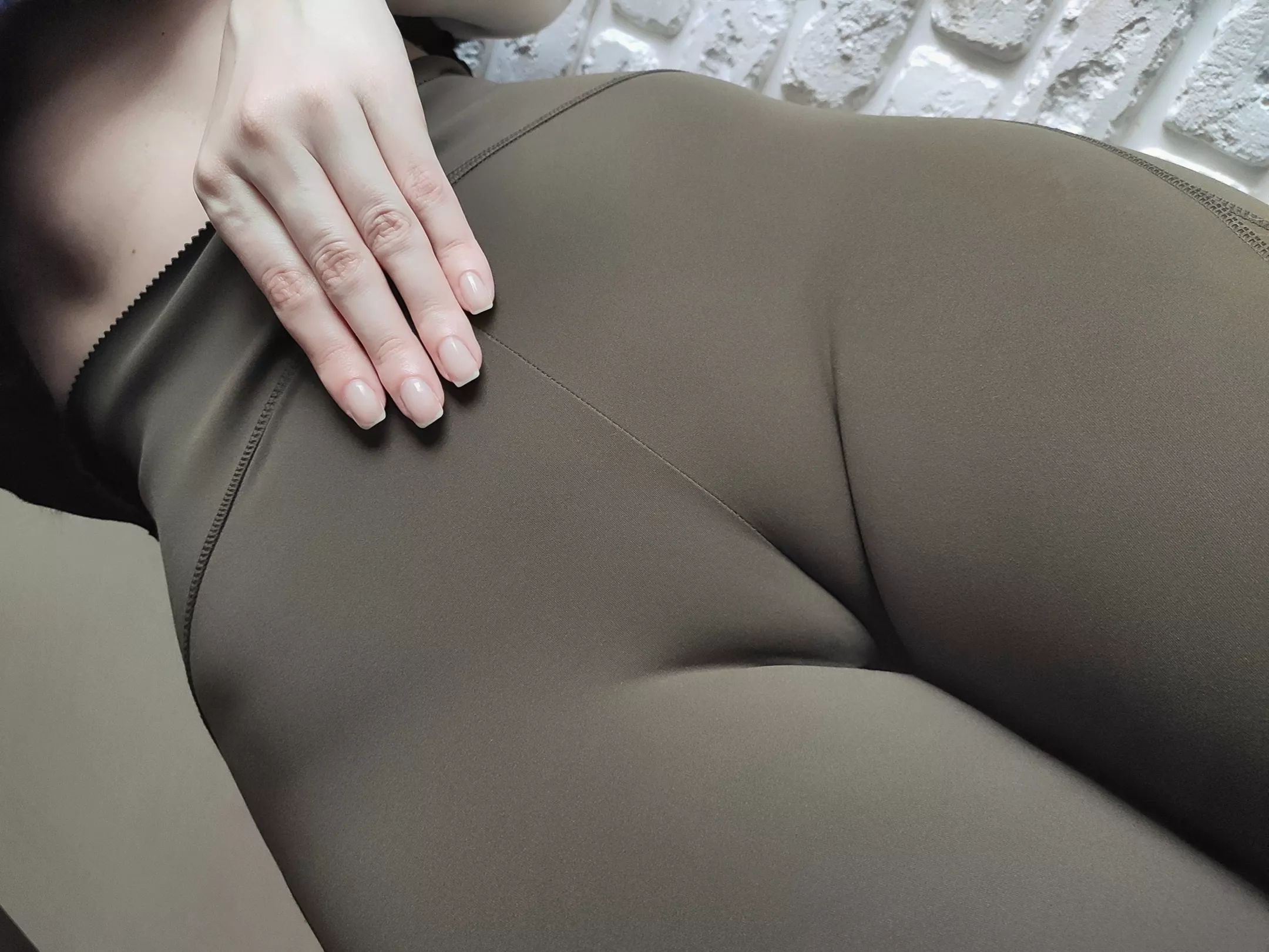 Pulled tight yoga pants