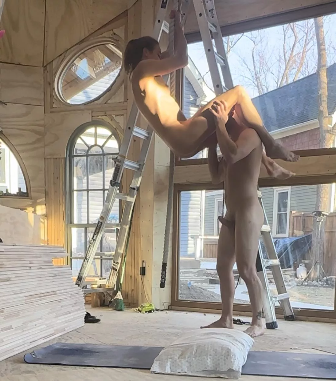 This is how we work out. Hope the neighbors don’t mind.