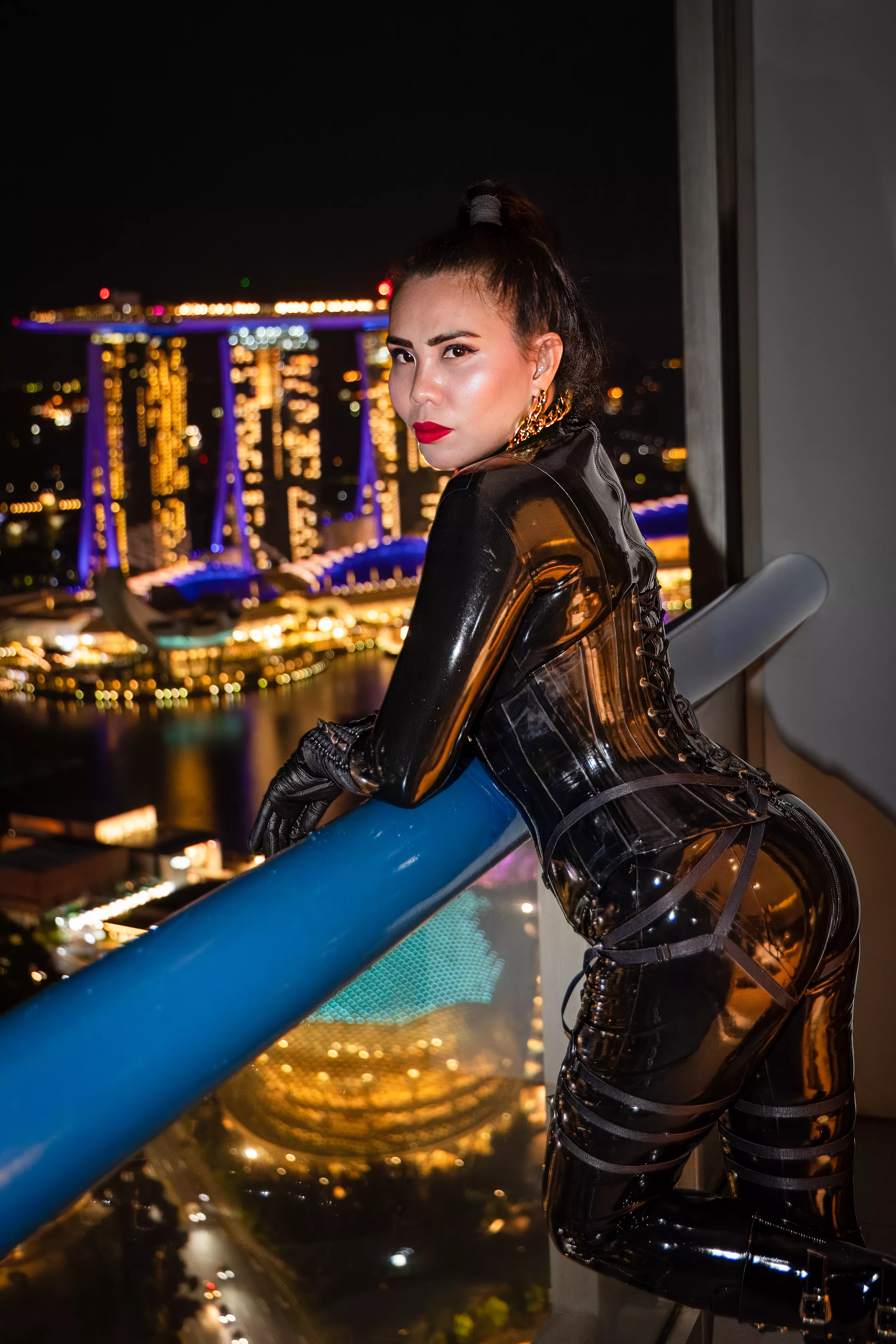Wearing my Latex on the Balcony 😊