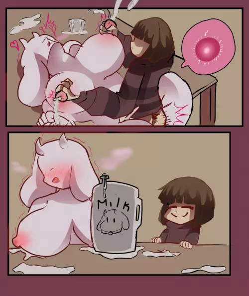 [Frisk] milks [Toriel] (eosftwit)