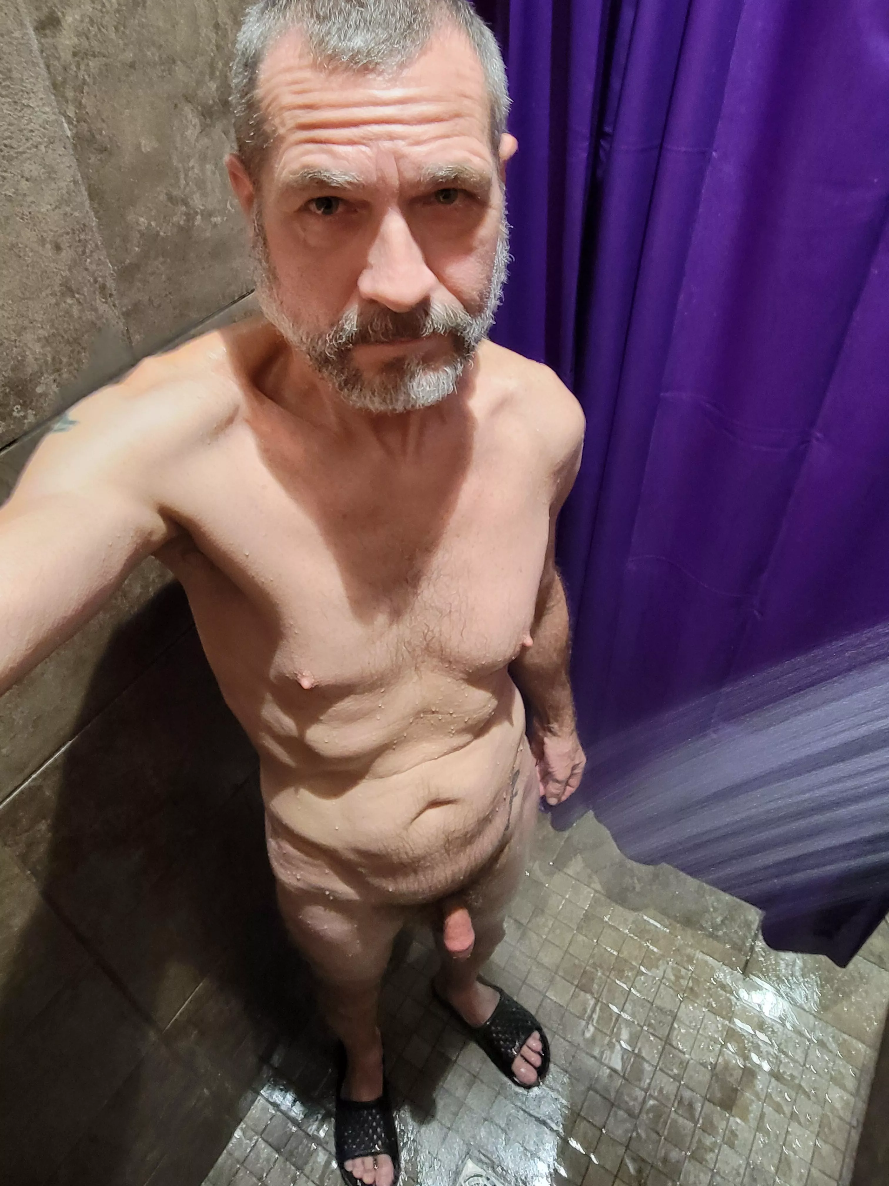 The locker room has been busy lately so I had to take a selfie in the shower today.