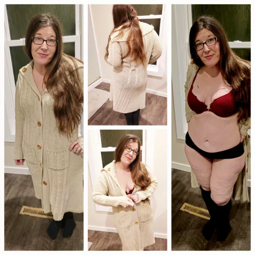 What my wife is wearing to her night alone with her boyfriend while I stay home. I only get to listen over the phone for the first session.