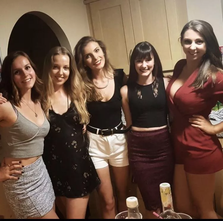 Good looking girls but red jumpsuit takes the busty title