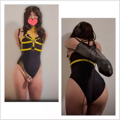 Chastity and armbinder does keep your slave tamed right ?