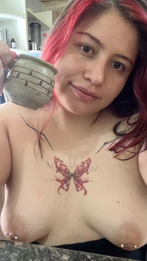 First you would lick my tits and then have breakfast