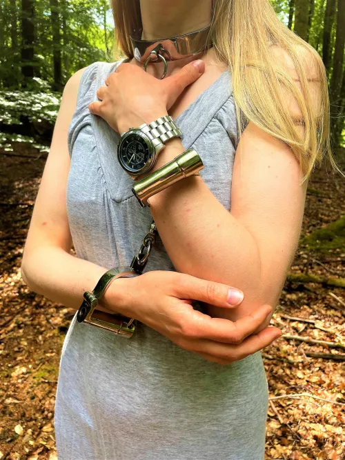 Steel cuffs makes forest walks more intense...