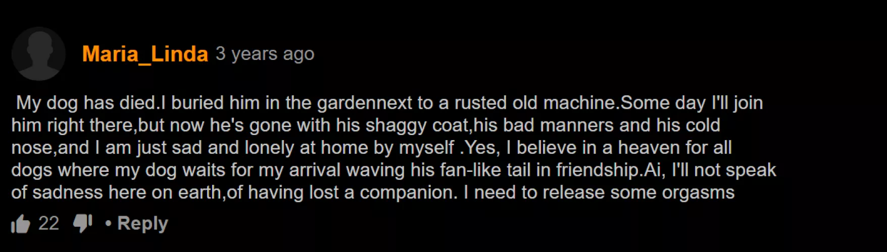 This guy venting about his dead dog