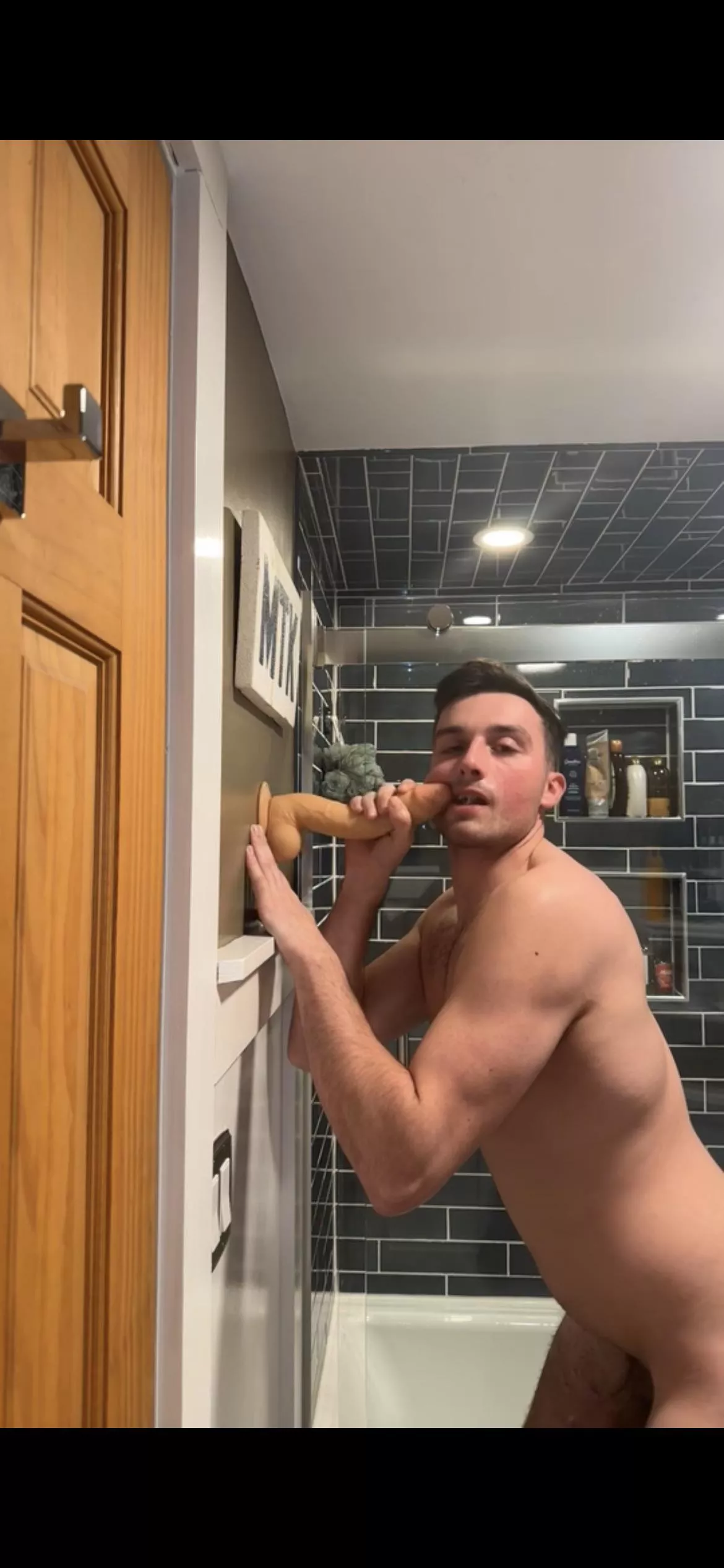 My eager slut loves sucking his dildo for me