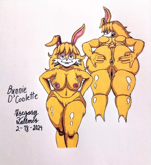 Naked Bunnie D'Coolette front and Back with Her Big Fat Buttcheeks opened and Her Bootyhole