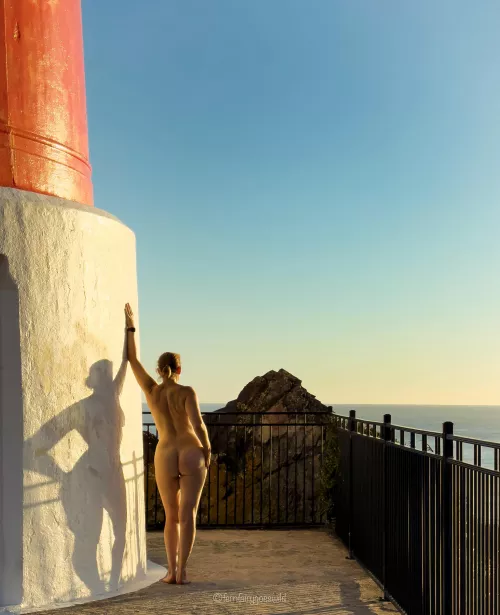 The lighthouse and me in the evening sun (self portrait)