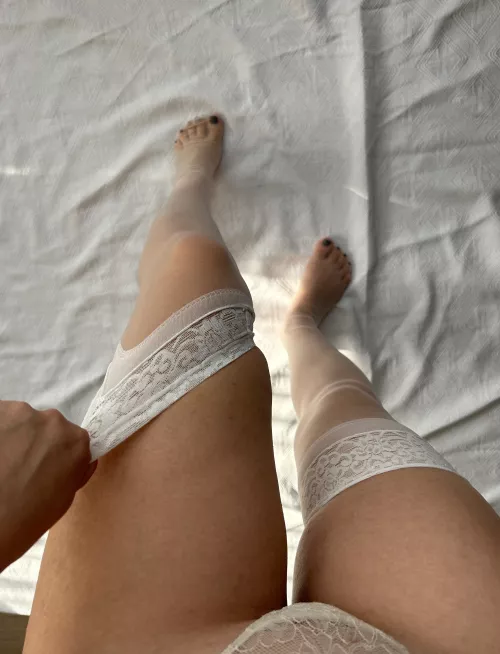 Do you like my slender legs in stockings