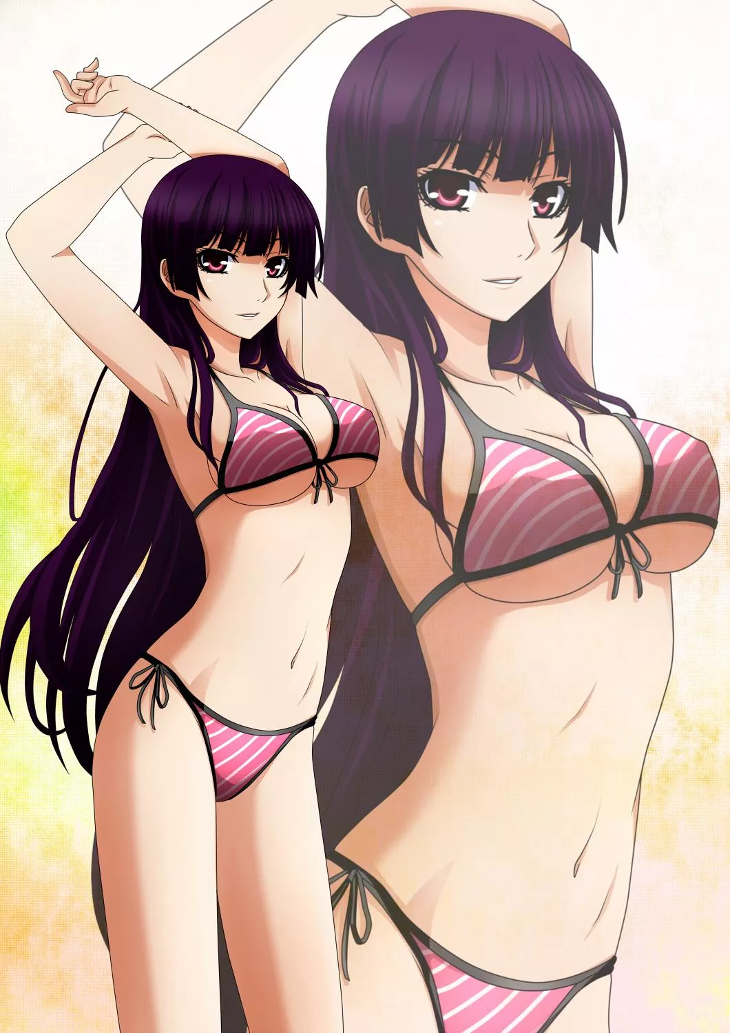 Kanoe Yuuko shows off her Striped Pink Bikini [Tasogare Otome X Amnesia] (Kenken)