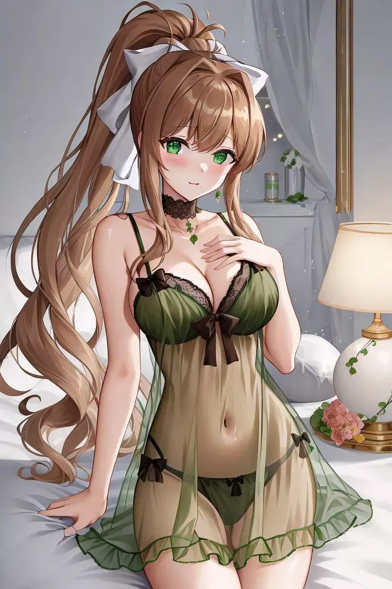 Monika showing his goods (AI Image) By Cayaco99 on Twitter