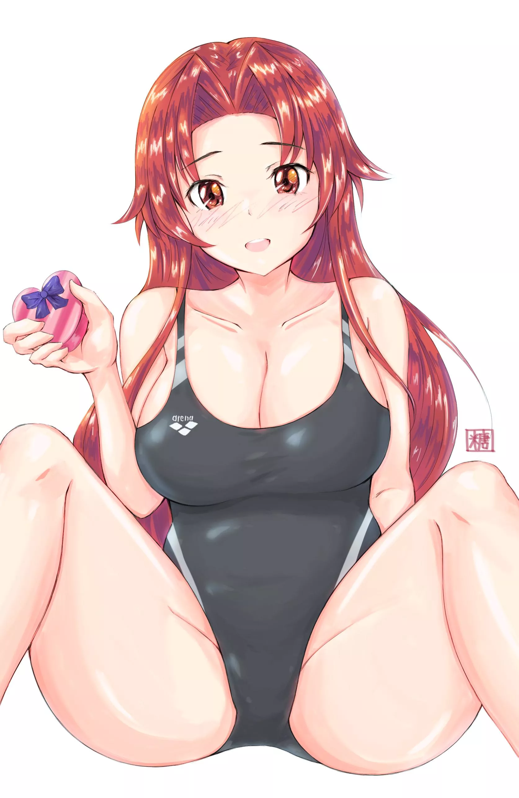 Tiese Shtolienen spreading her leg while show off her black Arena swimsuit [Sword Art Online] (Tong Shui)
