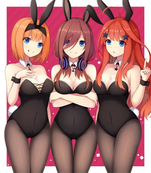 Yotsuba, Miku, and Itsuki in Bunny Outfits [The Quintessential Quintuplets]