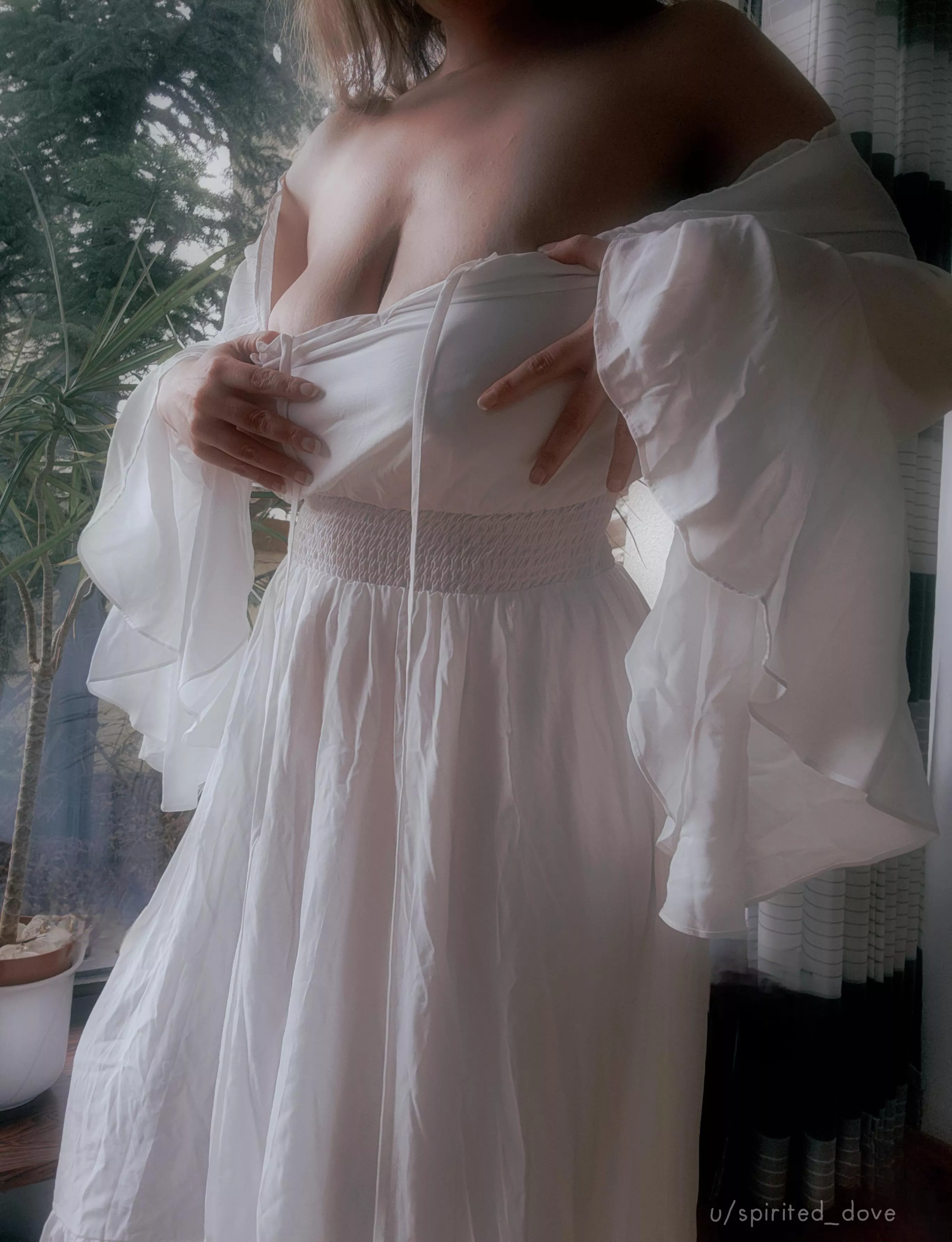 Chemise only in the sunroom