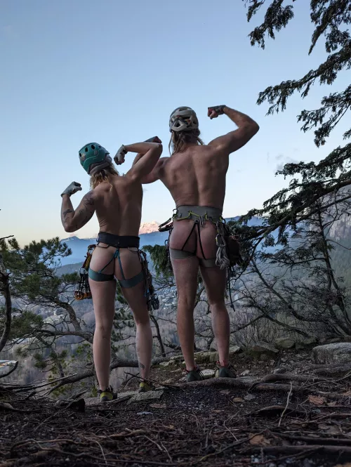 Completely naked at the end of our multi pitch climb with u/microman715 