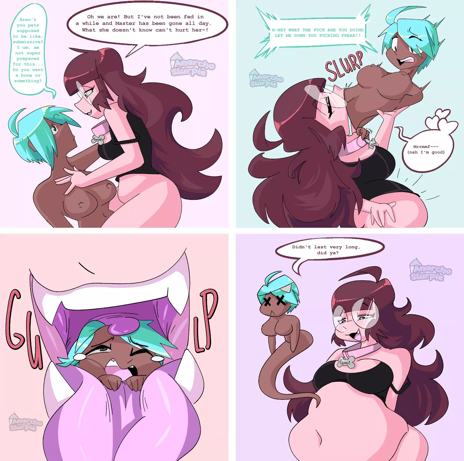 {image} pet mode camm is still dangerous (OC by anarcho slurpie) [F/F, Fatal, Digestion, Same-Size]