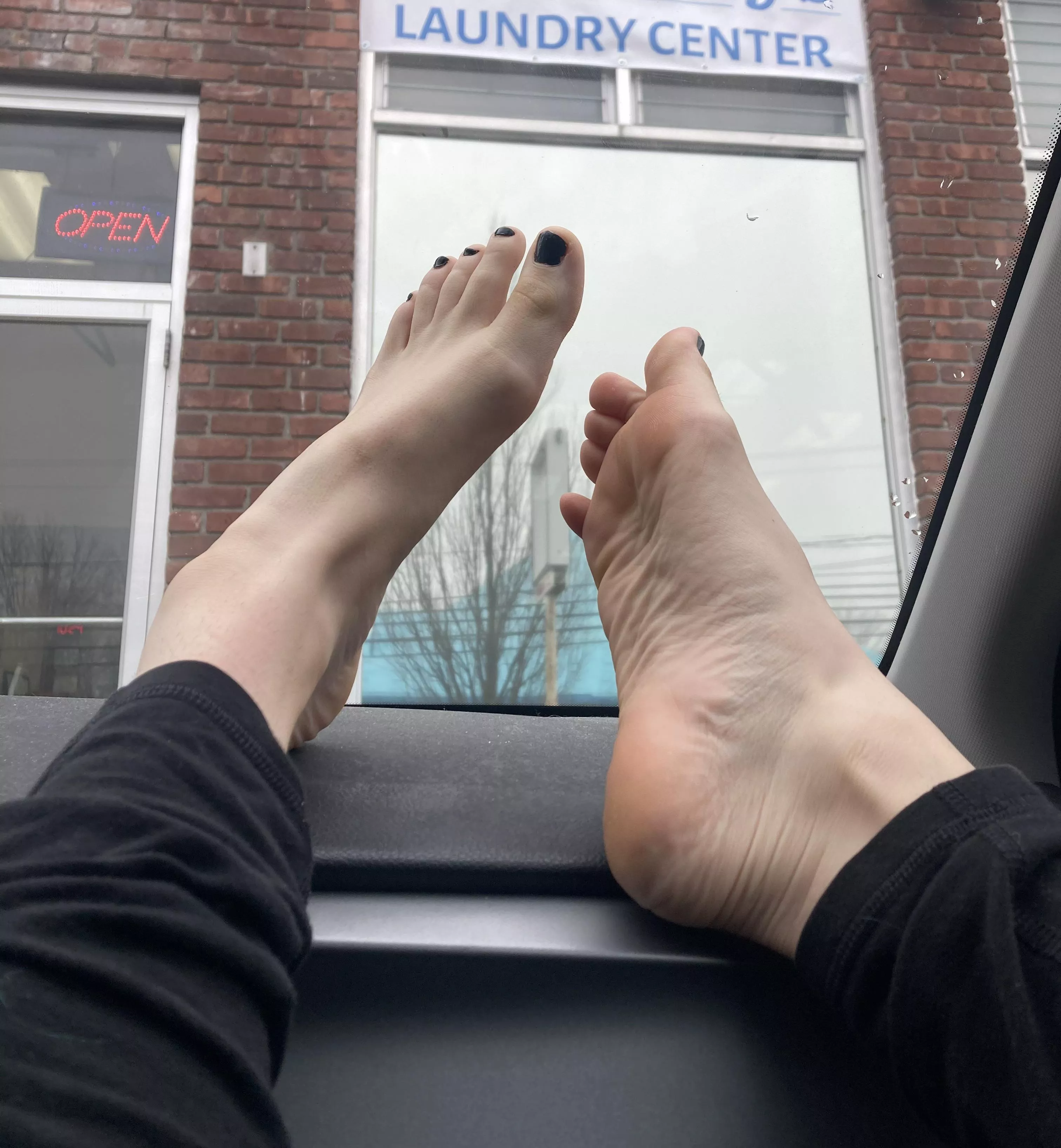 Kiss my feet at the laundromat? 