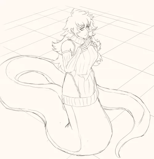 Lamias in virgin-killer sweaters have to be my current fave thing to doodle