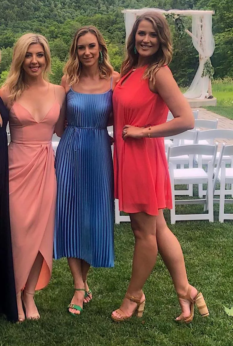 Pink, blue, red dresses