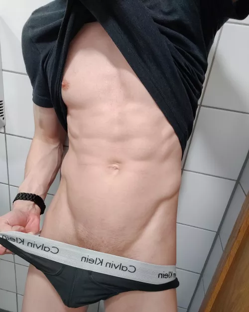 Fresh from the gym bathroom post workout