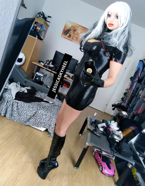 Wearing my ultra high heel boots