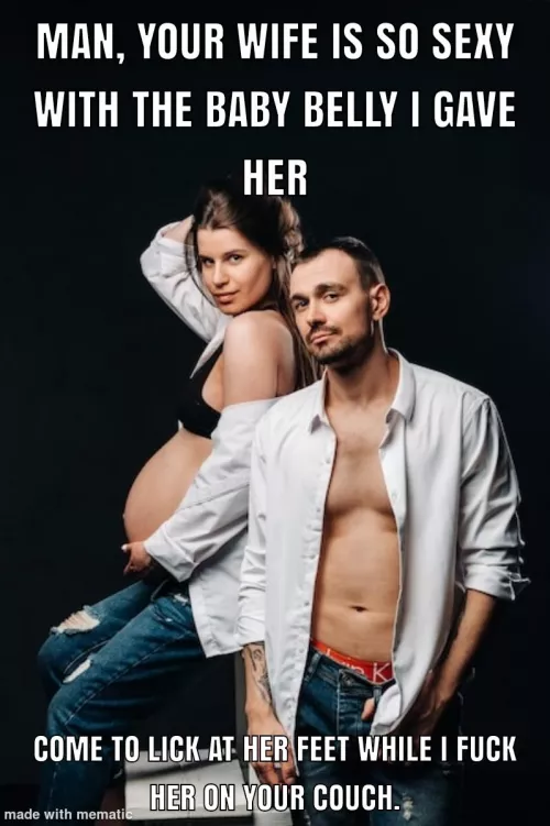 Friendly bull with preggo hotwife