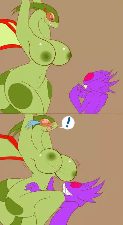 Flygon tickled by sableye