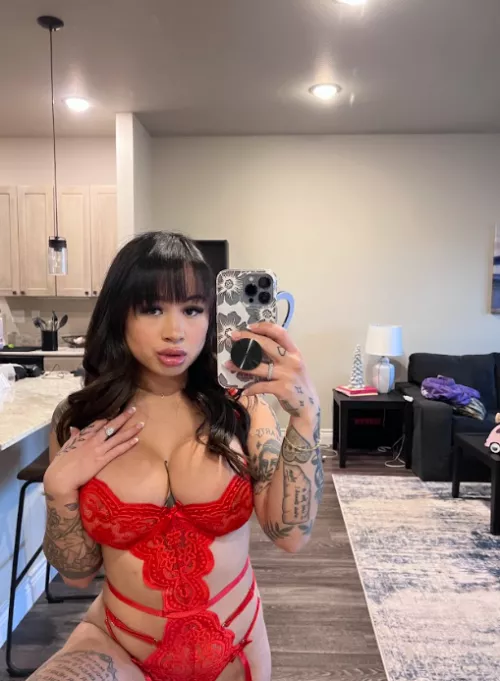 Would you fill me up in my red lingerie?