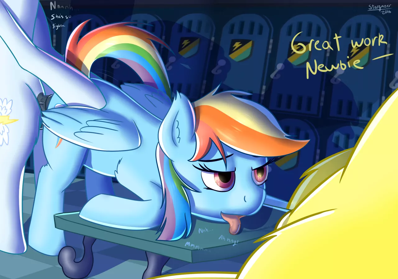 Rainbow Dash getting initiated into the Wonderbolts (Stargazer)